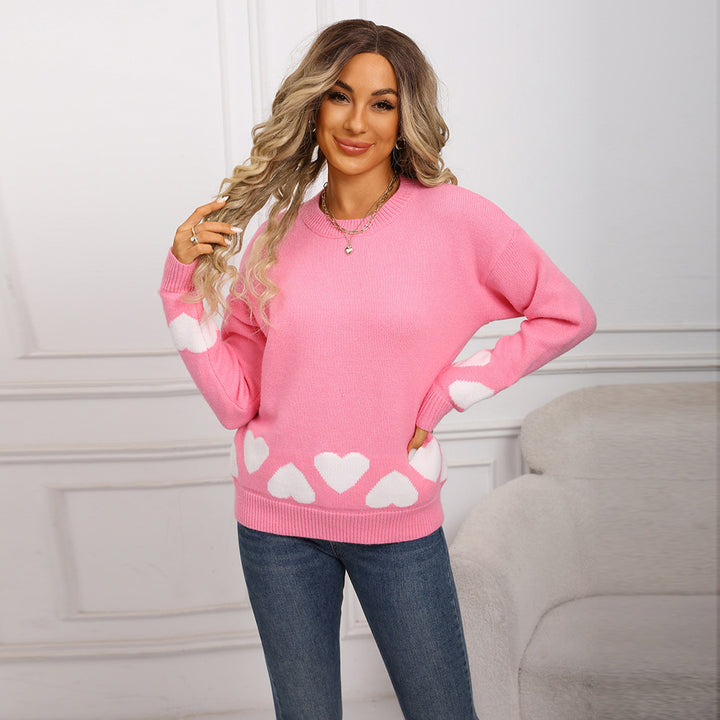 Pull à la mode pour femmes avec design de cœur et matériau doux Chic & Stil