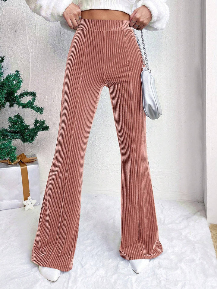 Women Elegant and Comfortable Satin Pants with Vertical Stripes Lune London