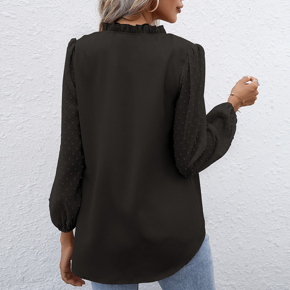 Elegant women's blouse with structured sleeve detail Lune London