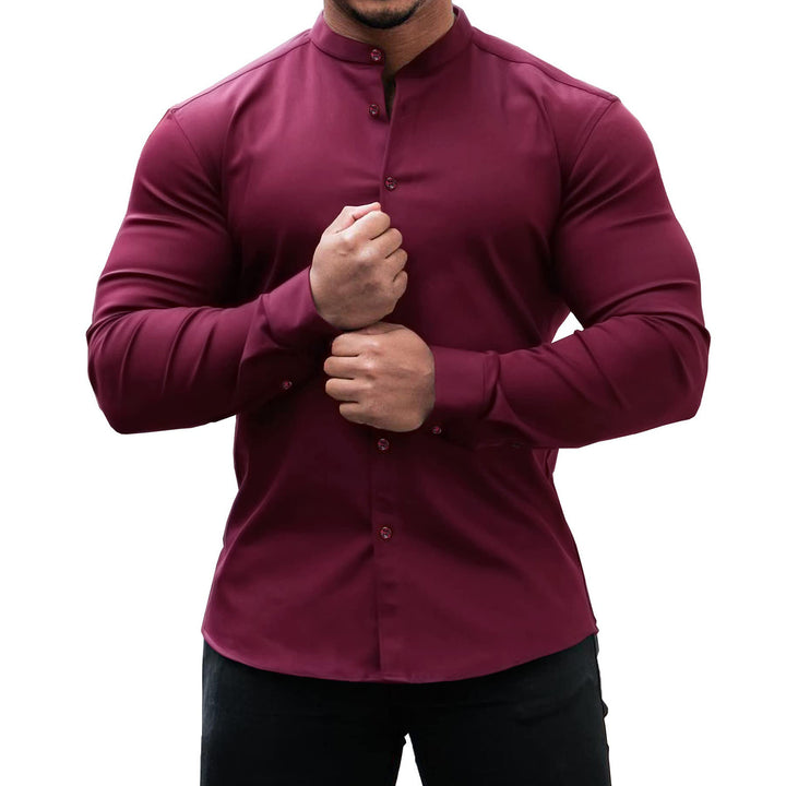 Long sleeve shirt for men with a modern button placket and a stylish stand collar Lune London