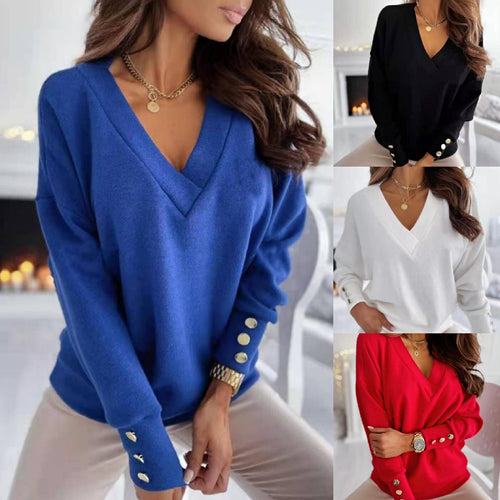 Women's casual V-neck sweater with oversized fit Lune London