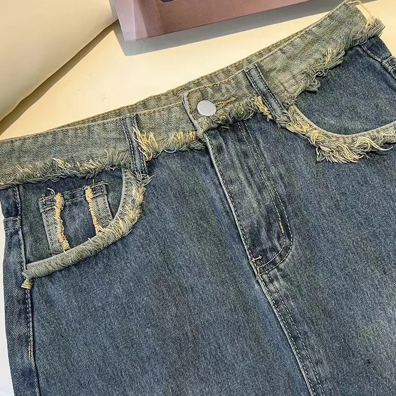 Jupe midi en denim stylée pour femmes avec fente avant Chic & Stil