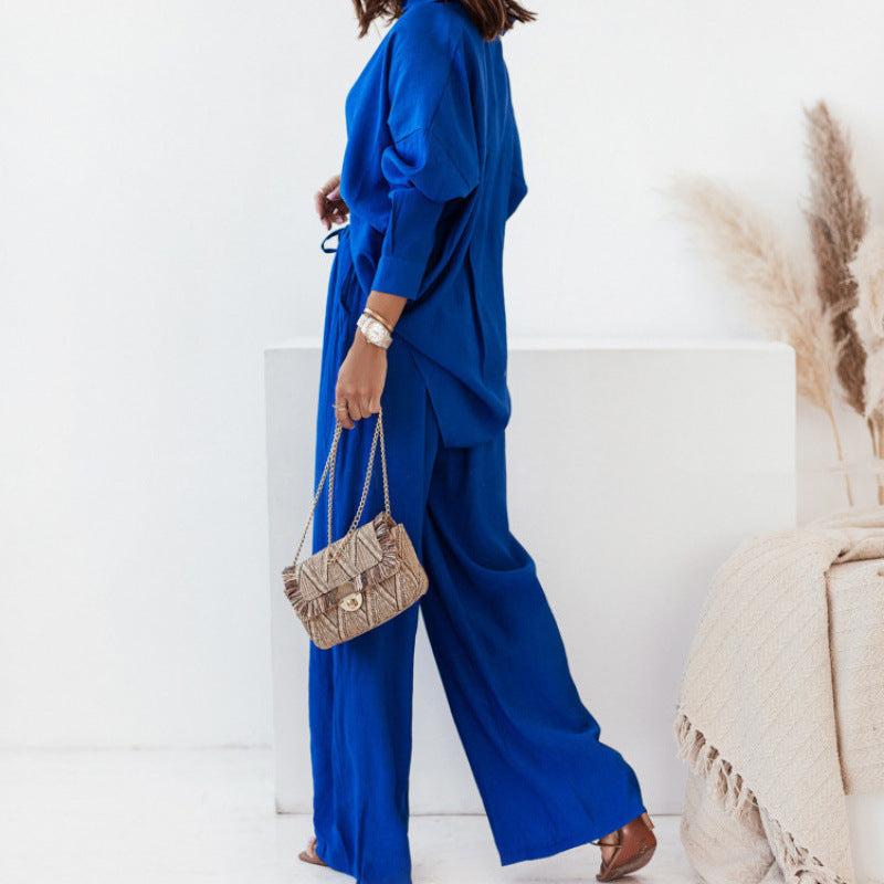 Casual two-piece set for women with loose blouse and wide linen pants Lune London