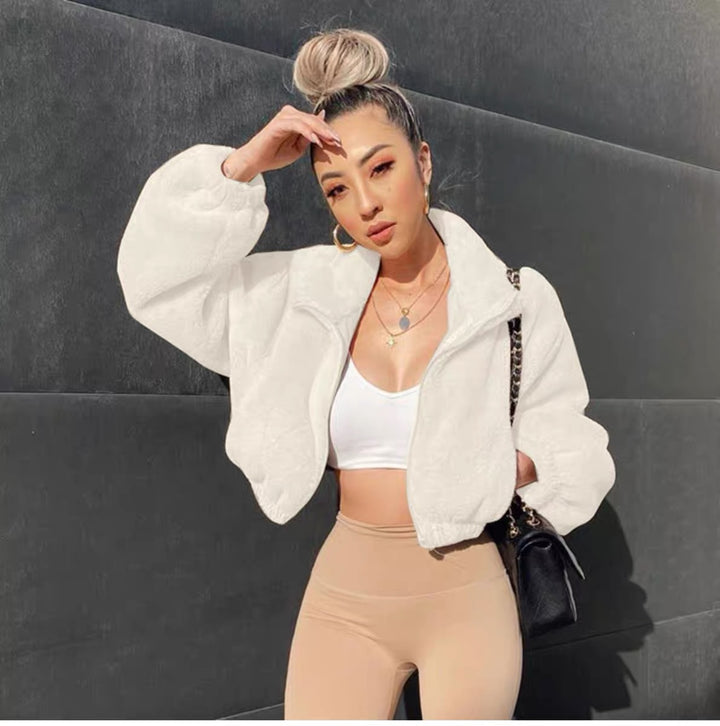Ladies comfortable fleece jacket with oversized cut Chic and Style