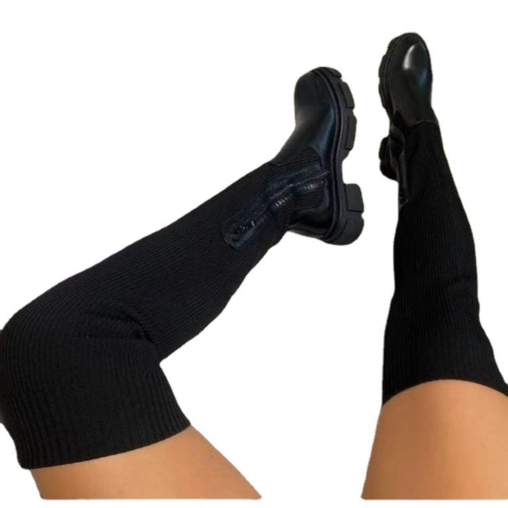 High boots for women with side zipper and non-slip sole Lune London