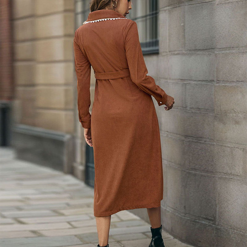 Shirt dress for women with elegant button placket and chic waistband Lune London