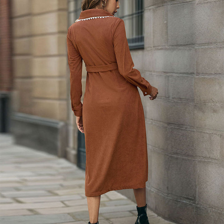 Shirt dress for women with elegant button placket and chic waistband Lune London