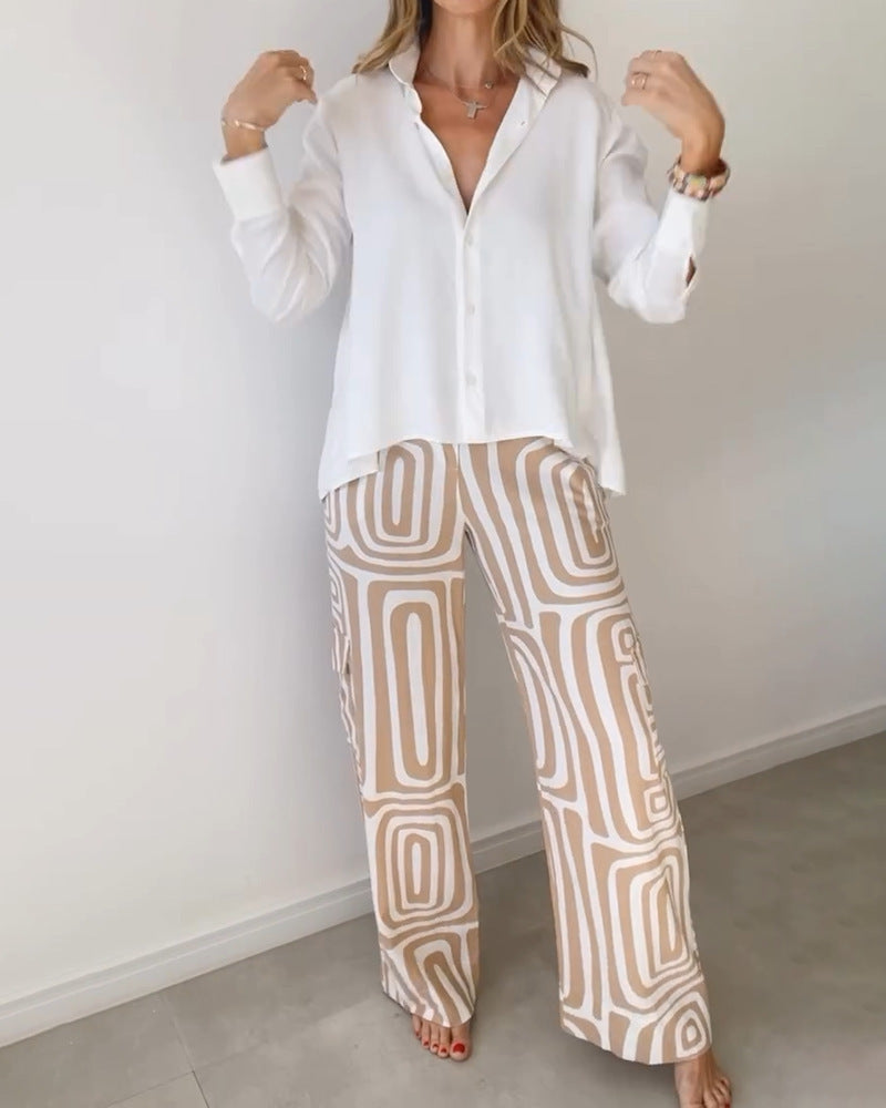 Flared pants for women with a patterned design and high waist Lune London