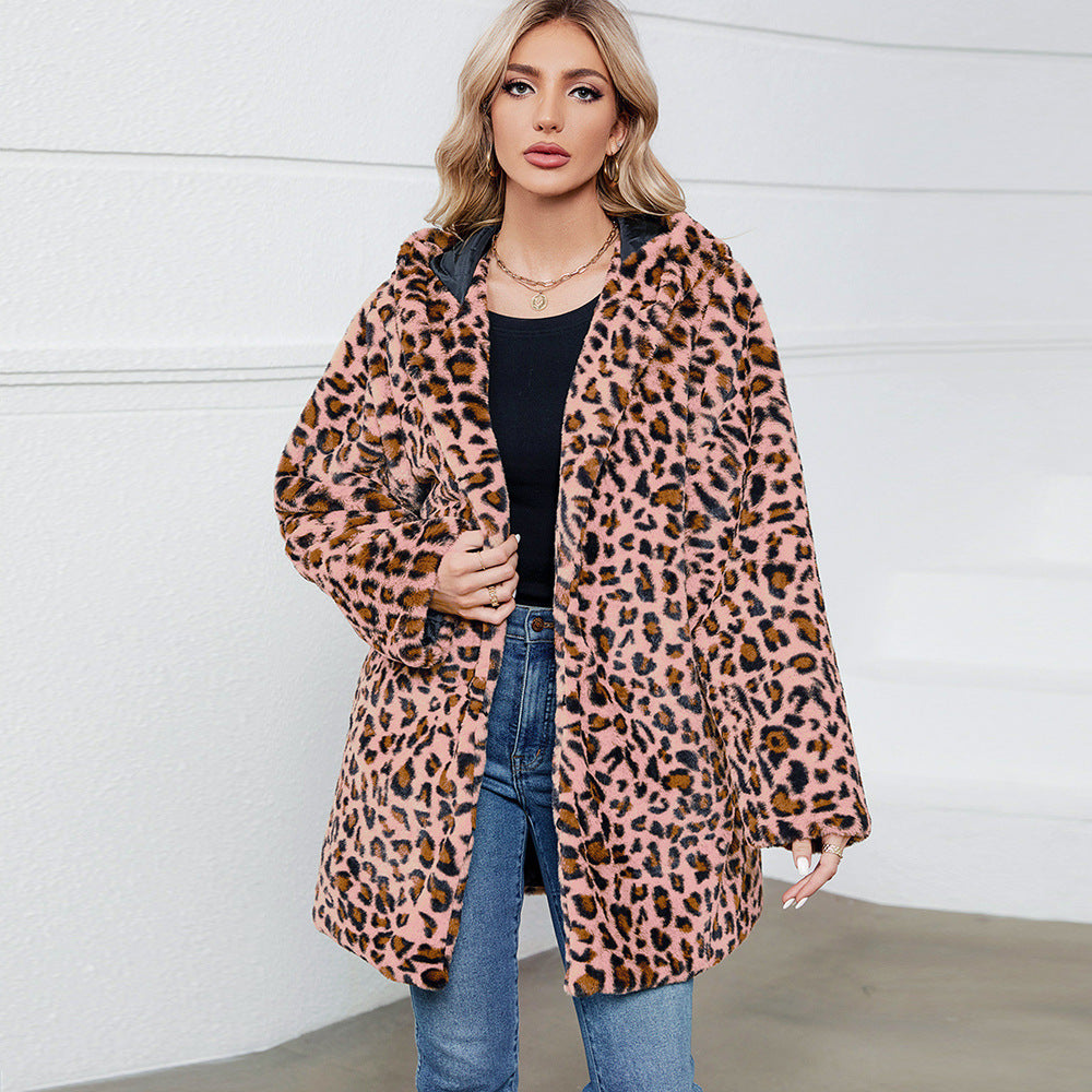 Ladies futuristic leopard fur jacket Lune London