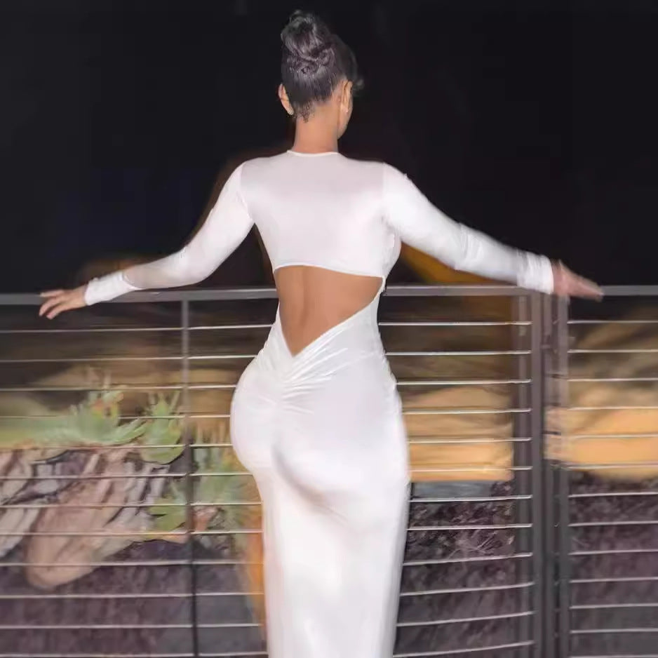 Sculpting maxi dress for women with creative cutouts Lune London