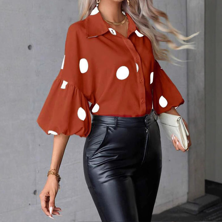 Women's blouse with a polka dot pattern all over and voluminous sleeves Lune London