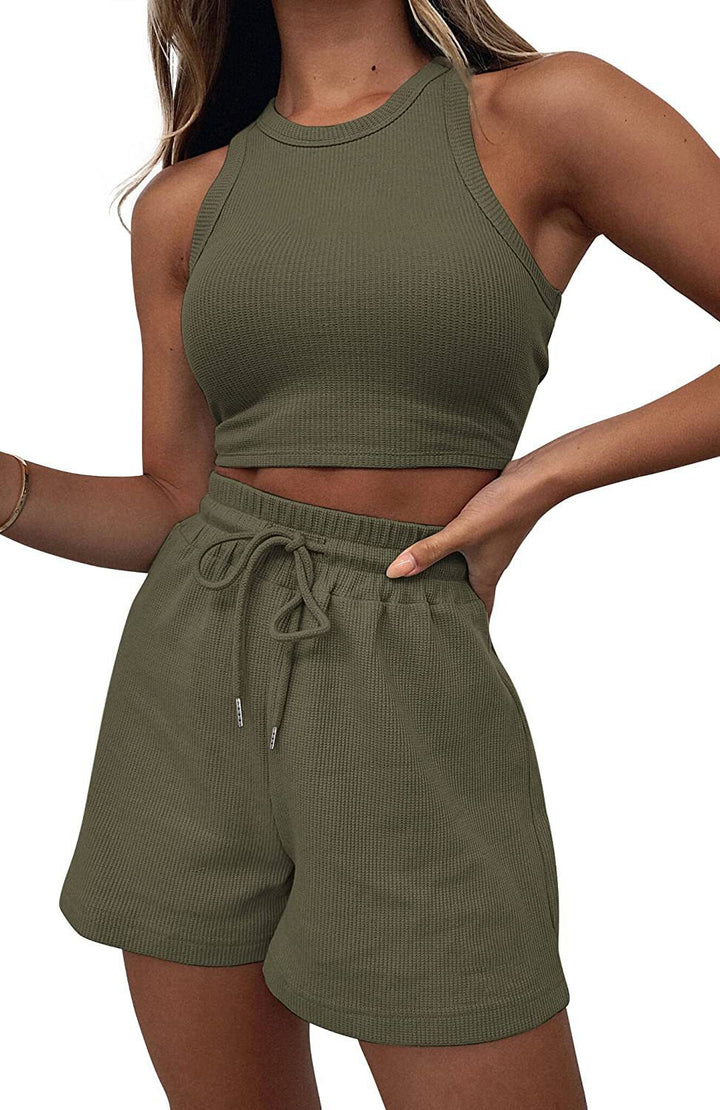 Tenue courte sportive à deux pièces pour femmes avec structure côtelée Lune London
