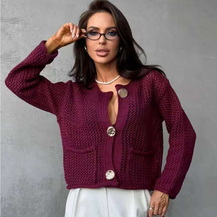 Gilet en maille pour femmes avec poches pratiques et boutons décoratifs Chic & Stil