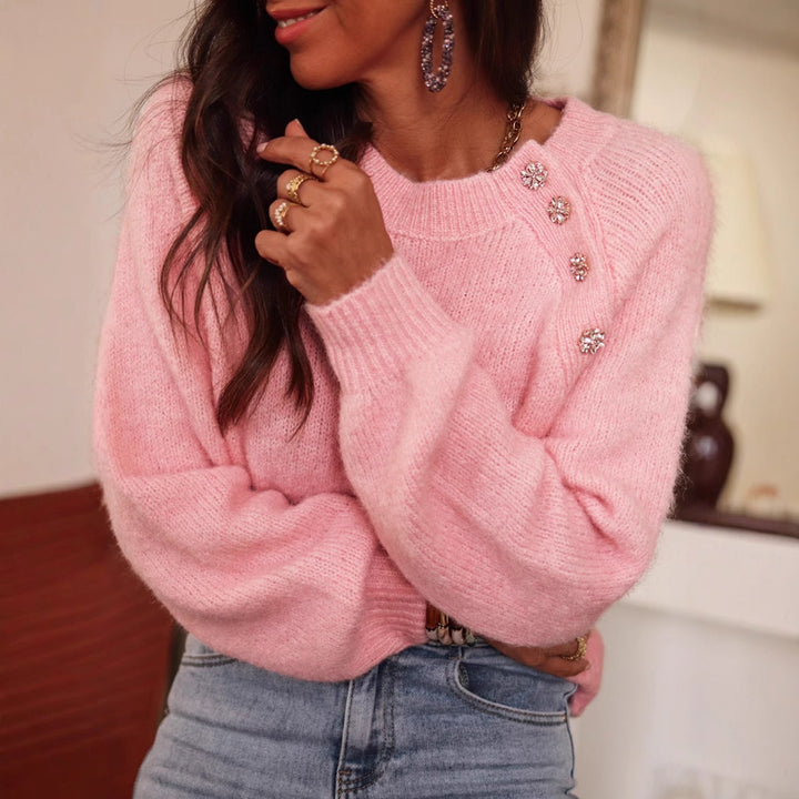 Ladies elegant loose sweater with rhinestone details Lune London