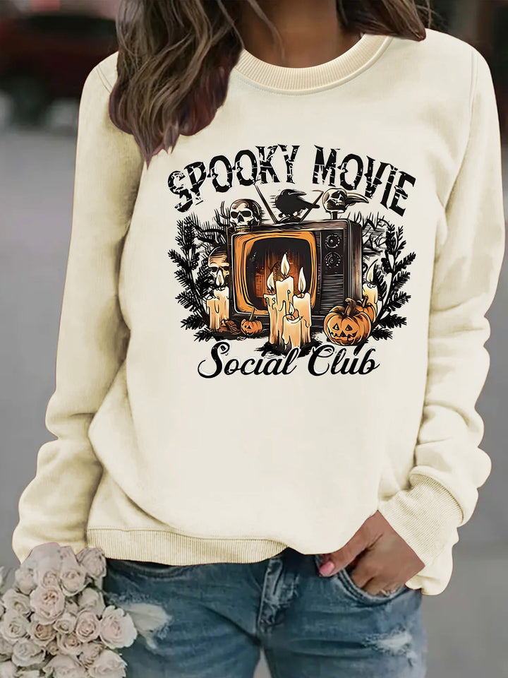 Sweat-shirt pour femmes avec motif de film d'horreur et coupe décontractée Chic & Stil
