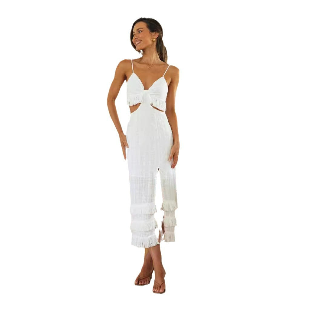 Robe maxi femme avec franges et détails découpés Chic & Stil