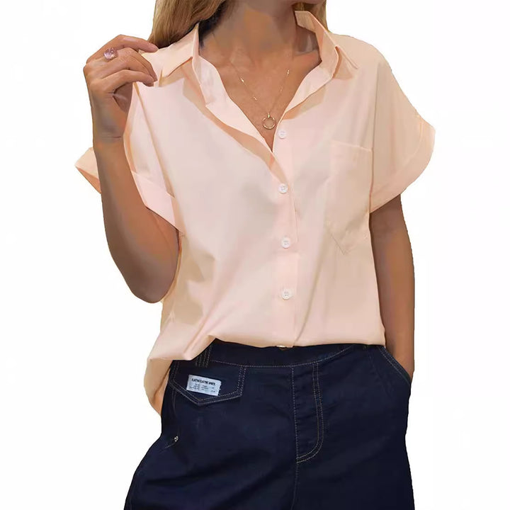 Women short blouse with elegantly cut short sleeves Lune London