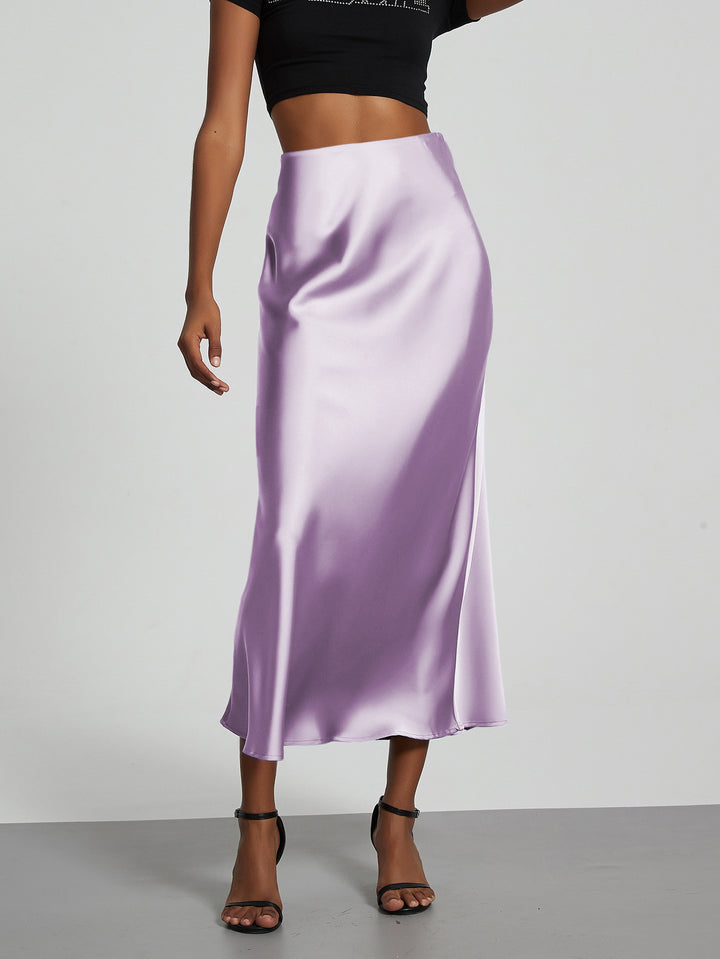Women Elegant and flowing Satin Maxi Skirts Lune London