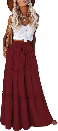 Jupe maxi aérienne pour femmes avec détails de volants Chic & Stil