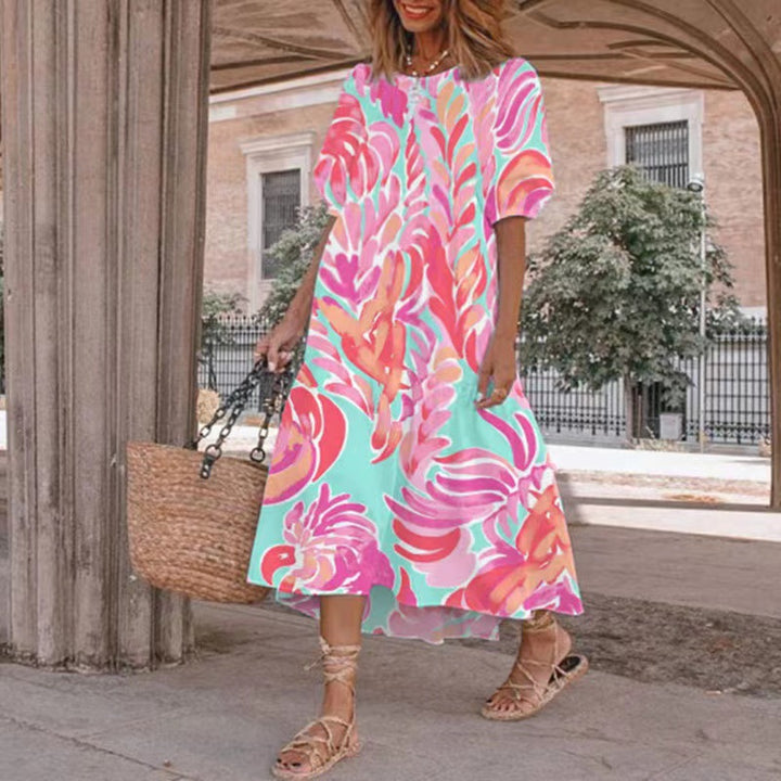 Chic and Stylish floral print maxi dress with knotted front for ladies