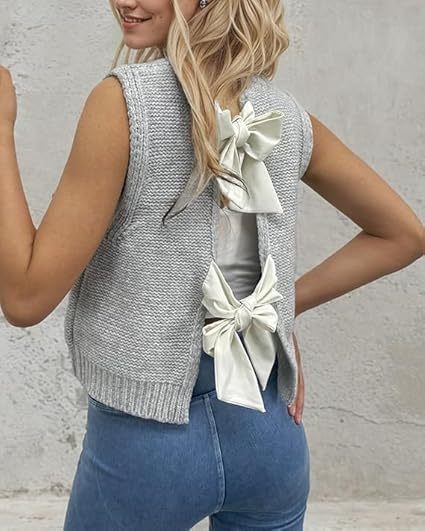 Knitted jacket with ribbon details for women Lune London