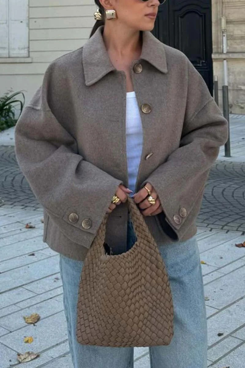 Oversized wool jacket for women with button details and loose fit Lune London