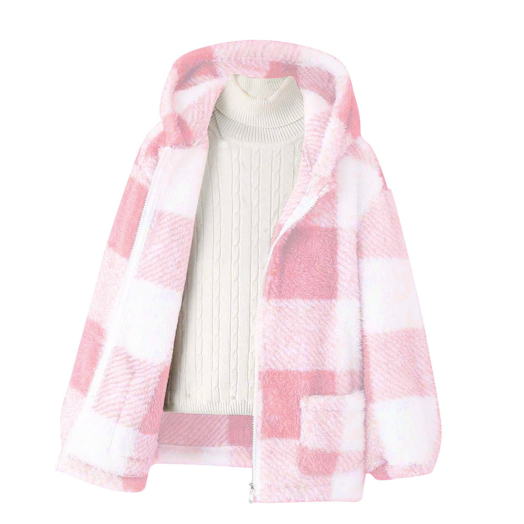 Fleece jacket for women with plaid pattern and practical pockets Lune London