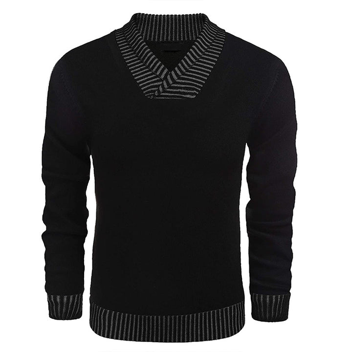 Elegant knitted sweater for men with modern shawl collar and structured top Lune London