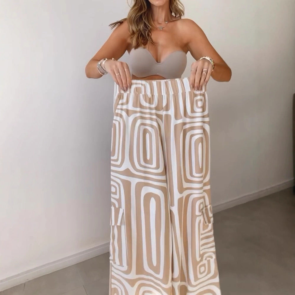 Flared pants for women with a patterned design and high waist Lune London