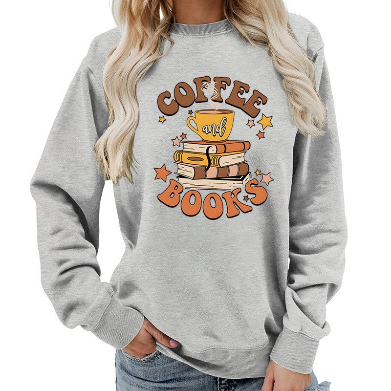 Sweatshirt pour femmes avec design créatif de livre de café Chic & Stil
