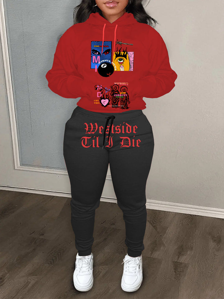 Hooded sweatshirt and jogging set for women with unique graphic inspiration Lune London