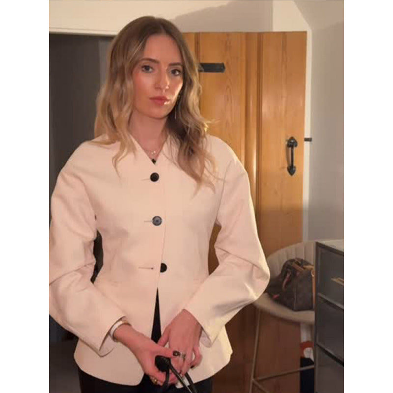 Lune London Women's Couture Blazer with Voluminous Sleeves and a Round Collar