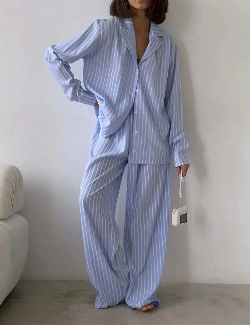 Ladies Luxurious Chic Striped Pajama Set