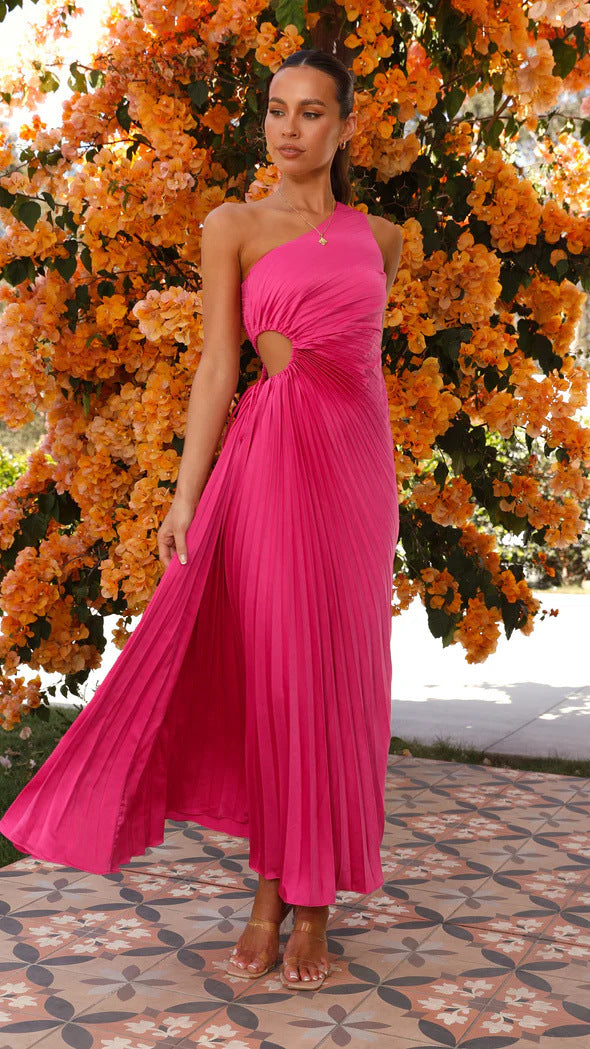 Women's maxi dress with sophisticated draping and asymmetrical design Lune London