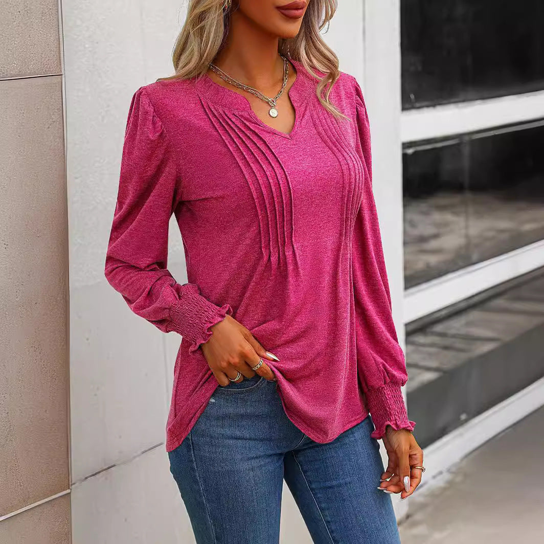 Long sleeve women's t-shirt with an elegant frill Lune London