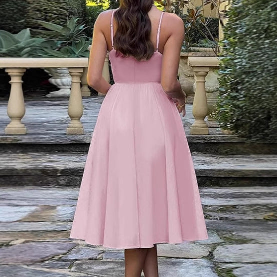 Elegant midi dress for women with integrated bustier and voluminous skirt Lune London