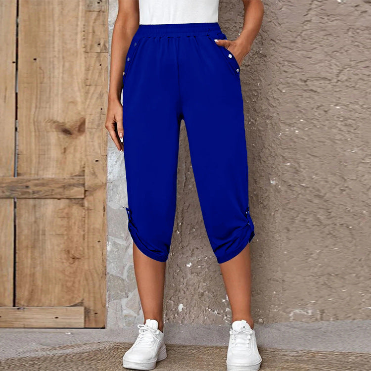 Comfortable culotte pants for ladies with decorative button details Lune London