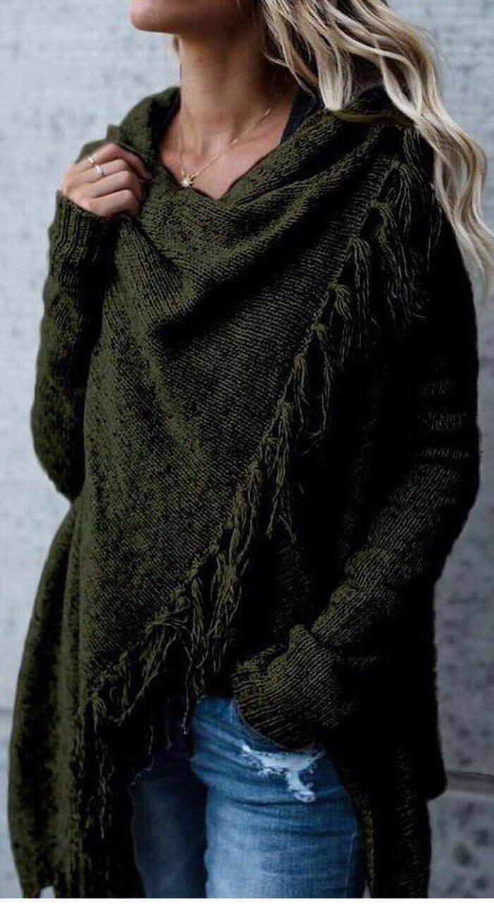 Poncho cocoon pour femme avec franges Chic & Stil