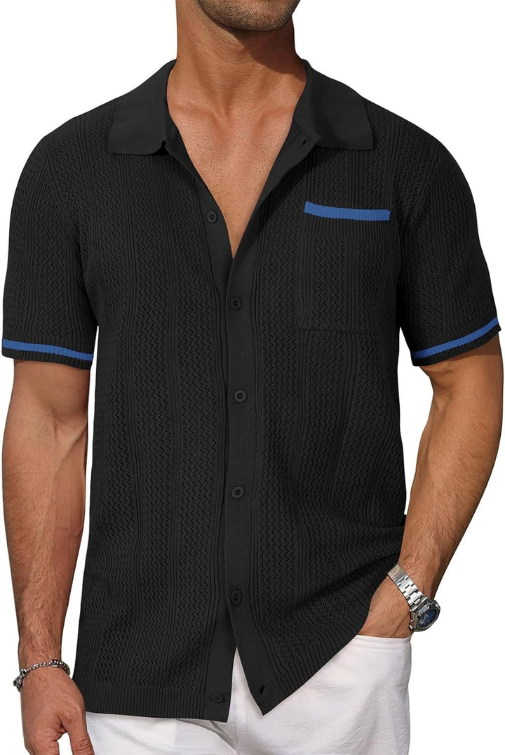 Short sleeve breathable shirt for men with a decorative perforation pattern Lune London
