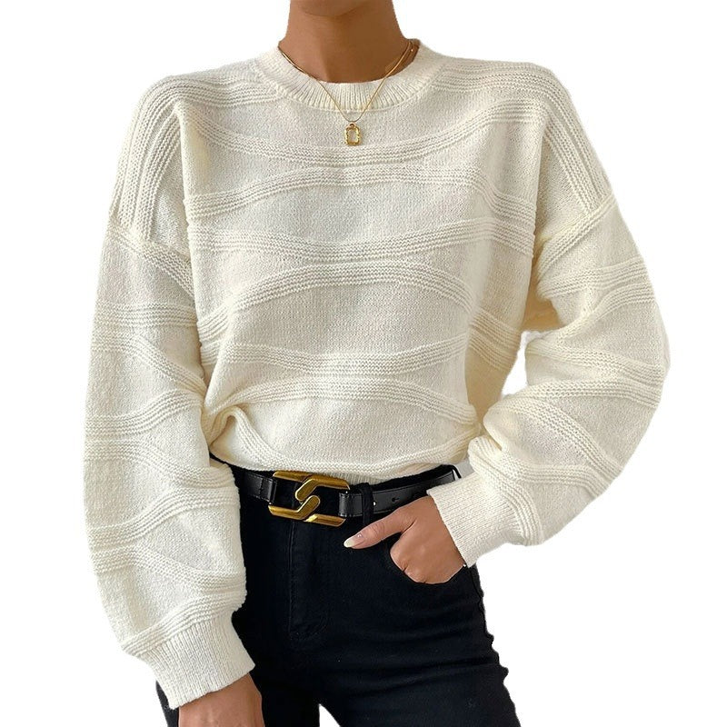 Pull en maille pour femmes avec un motif de vagues sophistiqué Chic & Stil