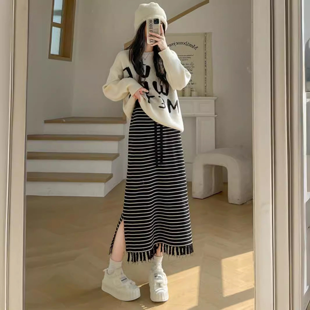 Pull décontracté pour femmes avec impression et design d'ourlet à la mode Chic & Stil