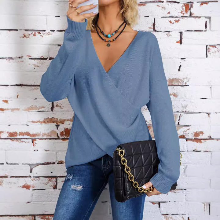 Women's wrap sweater with plunging V-neck and relaxed fit Lune London