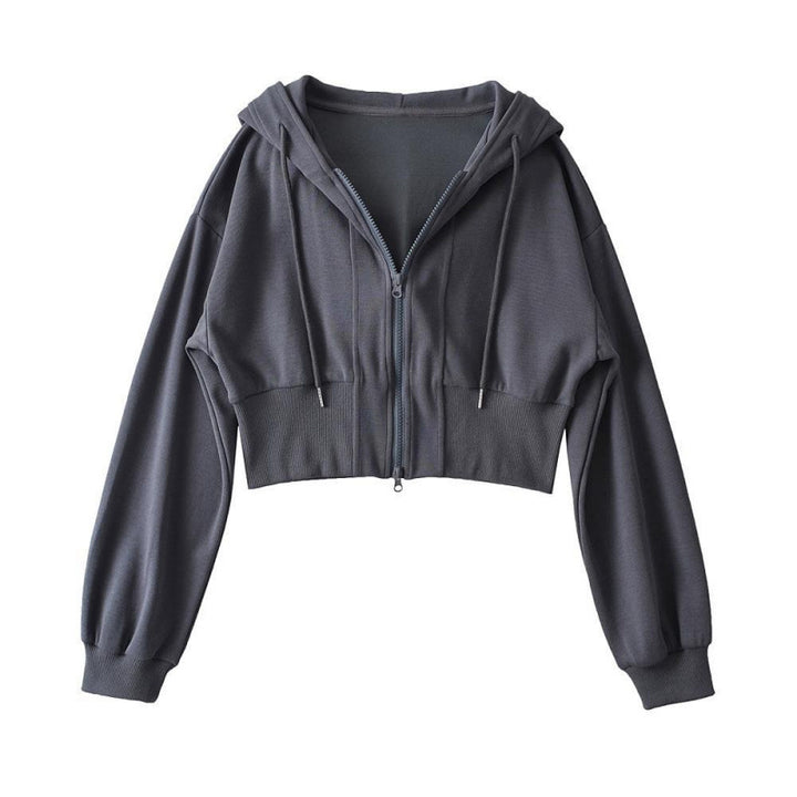 Women's cropped hoodie jacket with zipper and elastic cuffs Chic & Stil