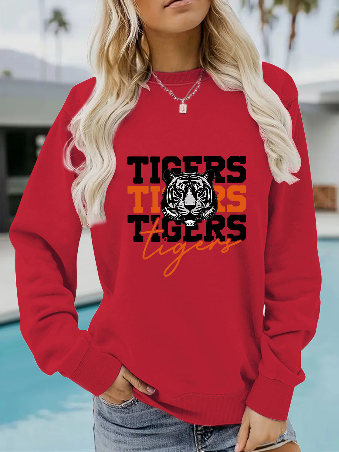 Sweat-shirt femmes avec design tigre animaliste et coupe décontractée Chic & Stil