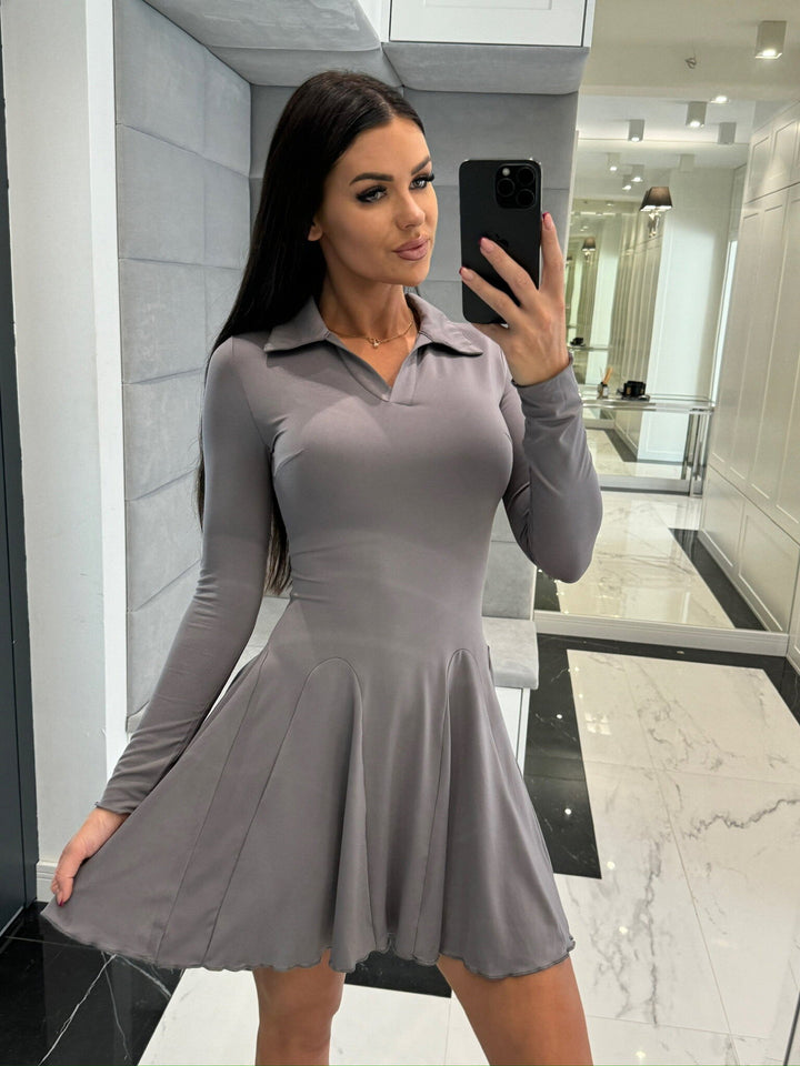 A-line dress for women with polo collar and flared skirt Lune London