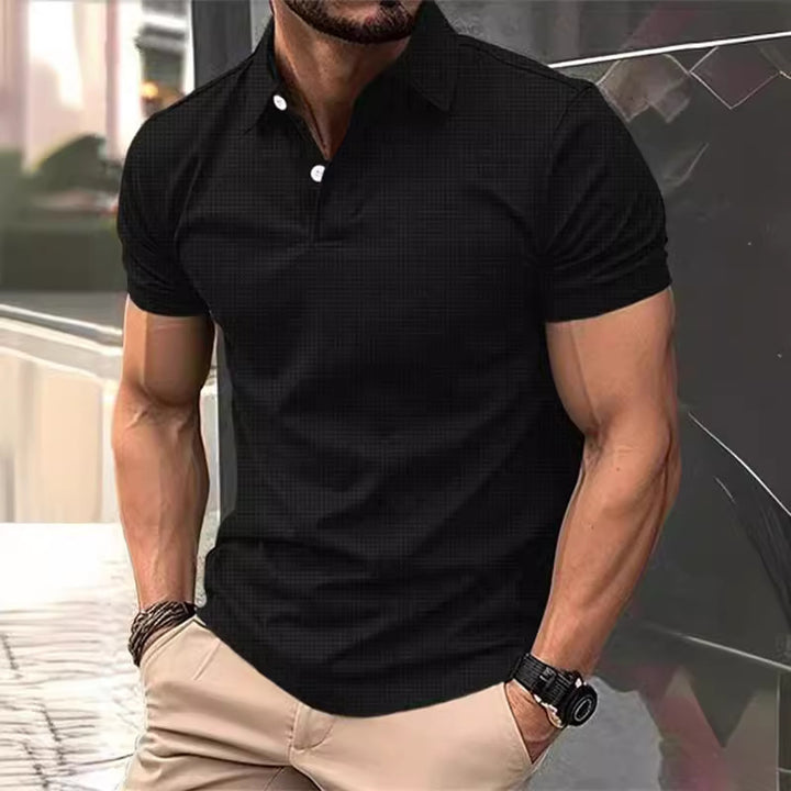 Men's classic short-sleeve polo with textured surface Lune London