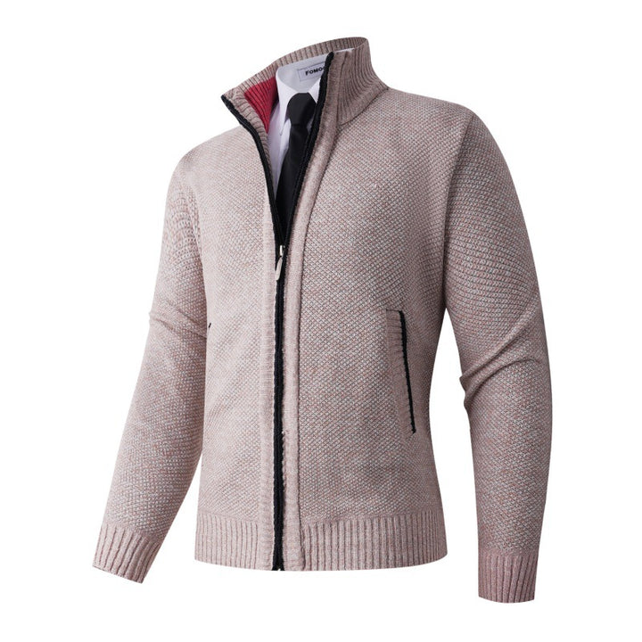 Elegant knitted jacket for men with high collar and practical pockets Lune London