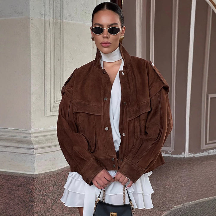 Ladies Suede Oversized Jacket Lune London