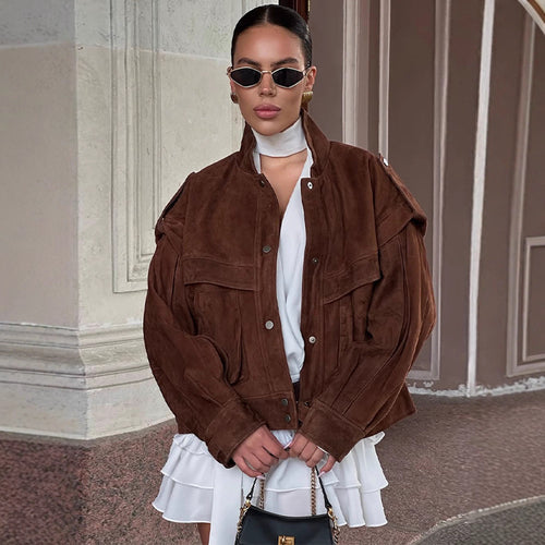 Ladies Suede Oversized Jacket Lune London