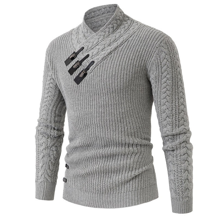Men's knit sweater with elegant shawl collar and braids pattern Lune London